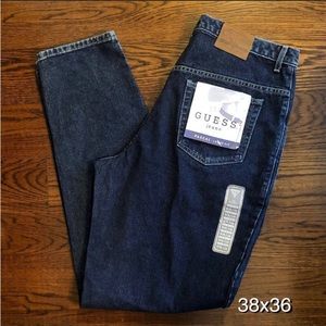 GUESS Mens Regular Fit Tapered Leg Denim Jeans 38x36 Slimming Detailing NWT